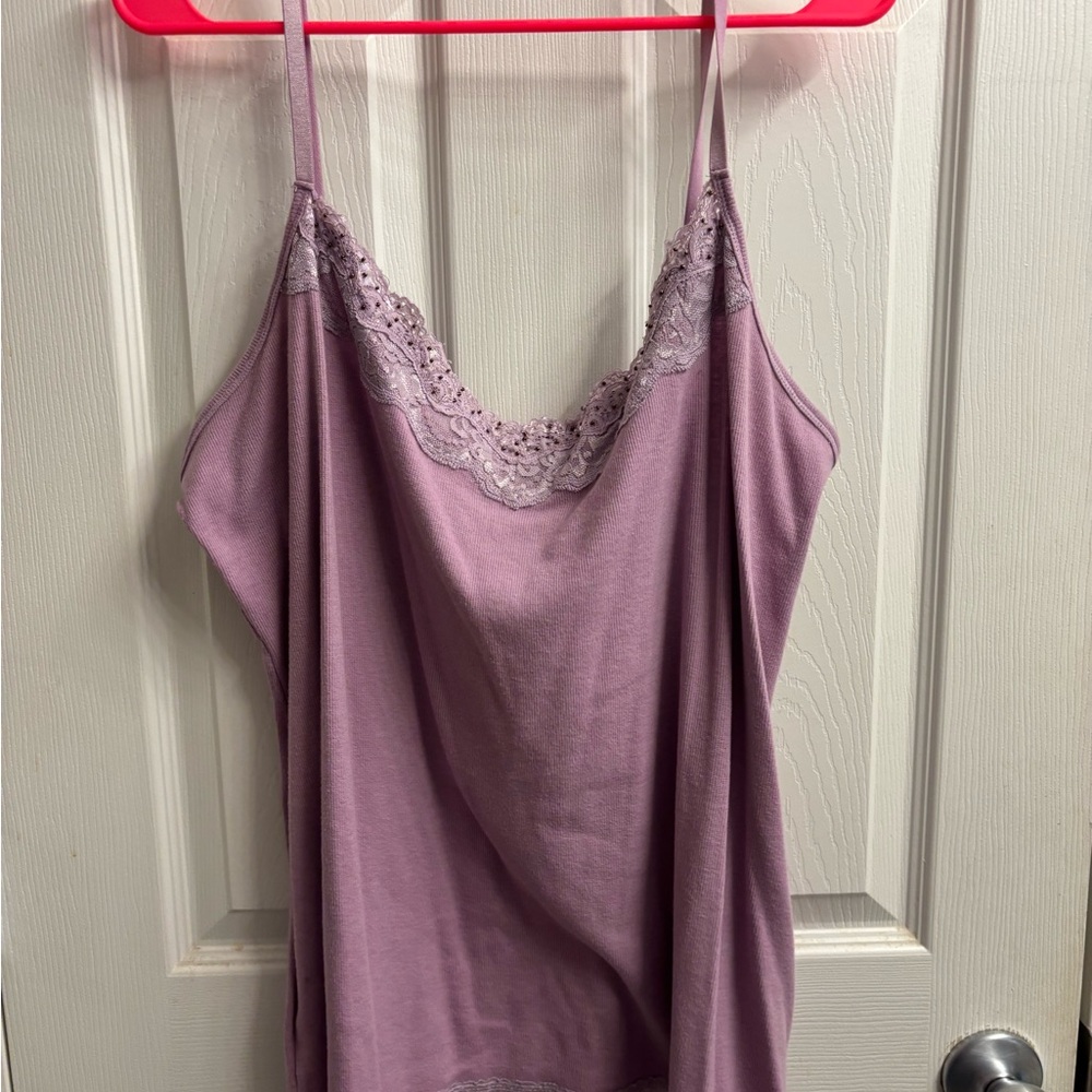 Lavender Lace Trim Cami Top